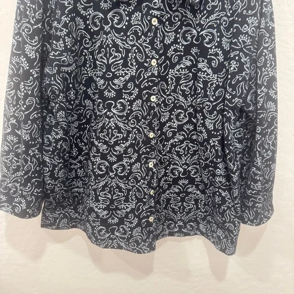 Fresh Produce Black White Print Button Front Cotton Beach Top Shirt Womens XL - Picture 3 of 5
